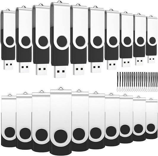 ABLAZE 128MB USB Flash Drive 100 Pack, USB 2.0 Thumb Drives with Lanyards Bulk Memory Sticks Pendrives 100PCS (Black)