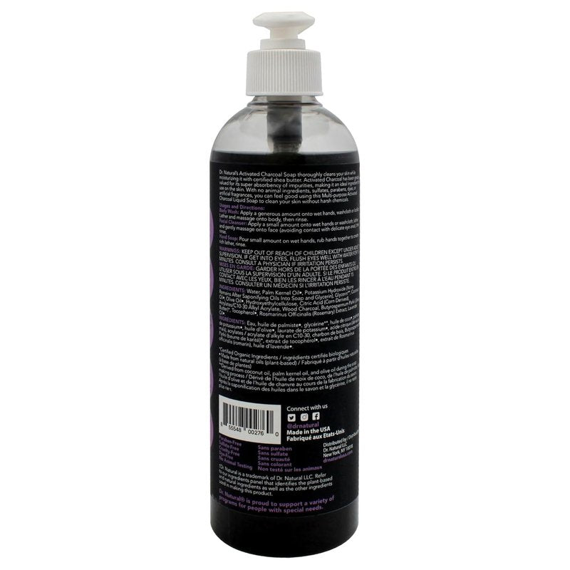 Activated Charcoal Liquid Soap - Deep Cleansing Anti-Acne Body Wash - Gentle Lavender Formula | 16 oz (Pack of 2)