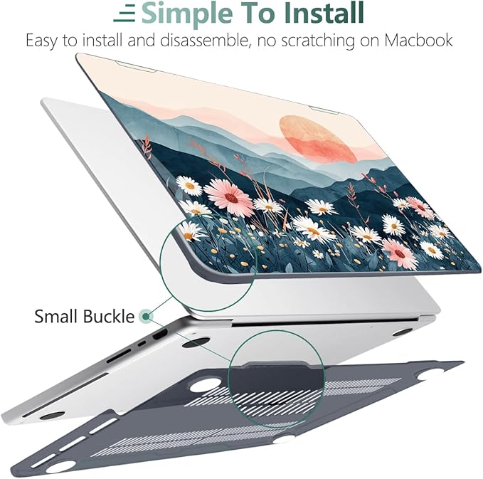 DONGKE Compatible with MacBook Pro 16 Inch Case (2026-2021 Release, M5 M4 M3 M2 M1 Pro/Max Chip), Plastic Hard Shell Cover with Keyboard Cover & Screen Protector for MacBook Pro 16", Sun & Daisies