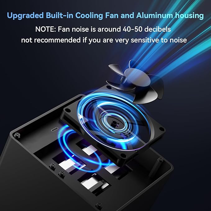 CENMATE Aluminum 4 Bay 10Gbps HDD Enclosure with Cooling Fan for 2.5“/3.5" SATA HDD/SSD with USB A/C 3.2 Gen 2, Support Hot Swappable, Tool-Free Hard Drive Enclosure