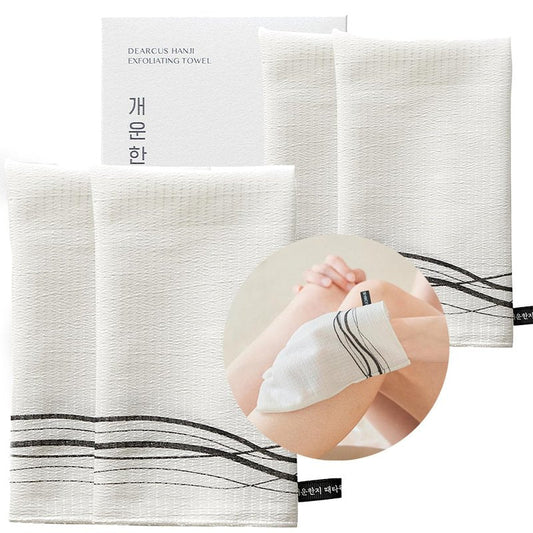 DEARCUS Korean Exfoliating Washcloth 4 Pack - Hanji Mulberry Bark Bath Towel, Gentle Dead Skin Remover & Back Scrubber, Quick-Dry Soft Exfoliator for Body & Sensitive Skin – Italy Towel Alternative