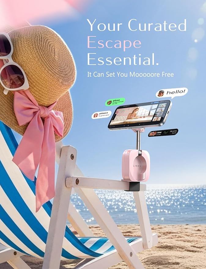 LISEN Airplane Travel Essentials for Women Men Phone Holder for Desk MagSafe Phone Travel Size Accessories Airplane Gadgets Pink Office Desk Decor Accessories for Women Room Decor Organizer，Pink