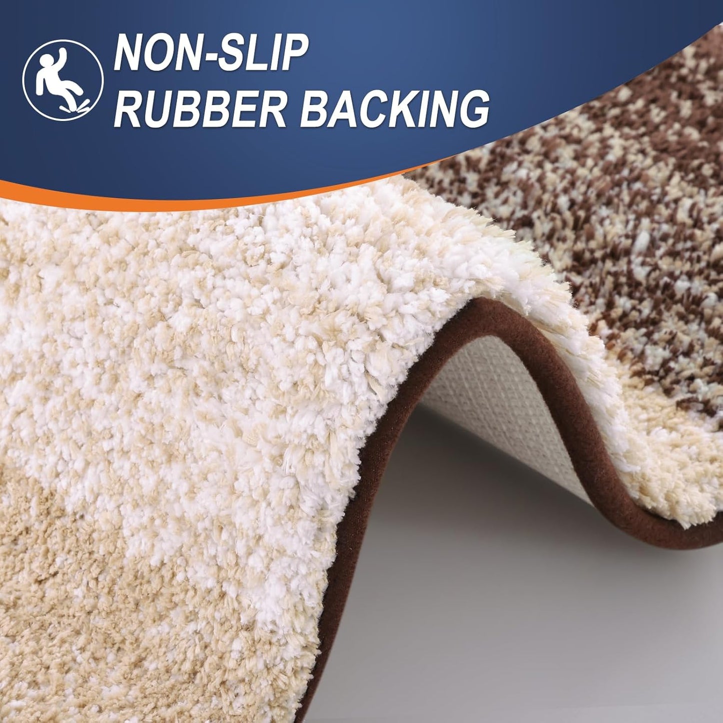 OLANLY Bathroom Runner Rugs - Extra Soft Microfiber Bath Mats | Quick Dry, Rubber Backing, 47x17, Brown