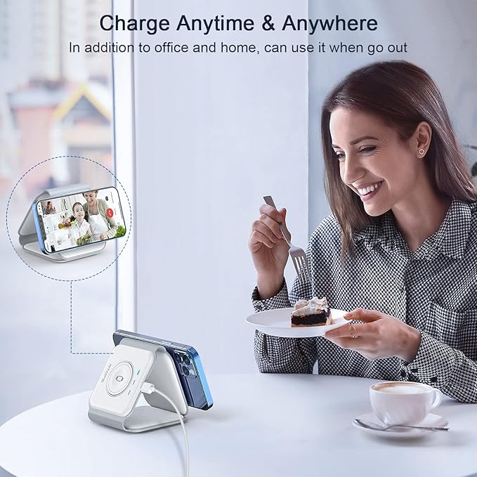 Wireless Charger 3 in 1,RTOPS Magnetic GaN Traval Wireless Charging Station Compatible with Apple Magsafe Multiple Devices for iphone17/16/15/14/13/Pro/Max,iWatch,AirPods4/3/2/Pro(Adapter Includes)