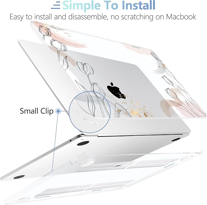 MEEgoodo Case for M5/M4/M3/M2 MacBook Air 13 inch 2026 2025 2024 2022, Fit Model A3449/A3240/A3113/A2681, Case Compatible with MacBook Air 13.6-inch, Engraving Hand Drawn Floral