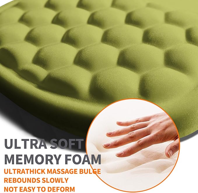 Armanza Ergonomic Joint Wrist Support Mouse Pad with Memory Foam Cushion Massage Bump, Carpal Tunnel Pain Relief Mousepad Slope Design for Wrist Rest, 11.8x7.9 in, Khaki Green