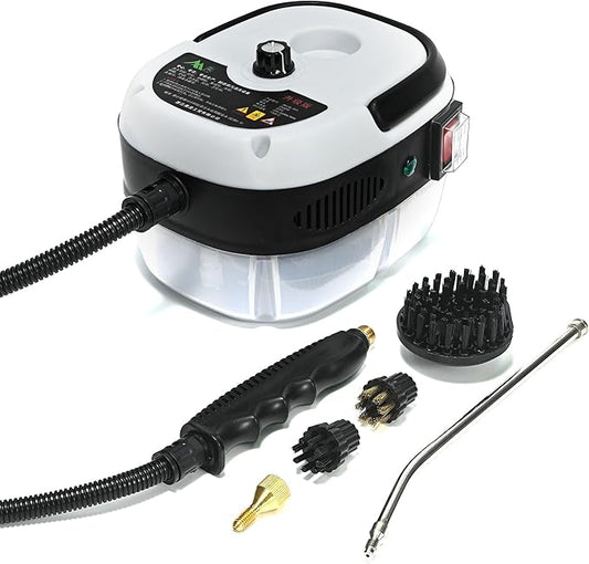 High Temperature Pressurized Steam Cleaner 2500W Handheld High Pressure Steam Cleaning Machine Portable 110V 1000ml Tank for Kitchen Toilet Car (white)