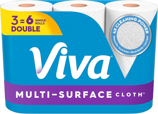 Viva Multi-Surface Cloth Paper Towels - Choose-A-Sheet Size, 3 Double Rolls, 110 Sheets Each
