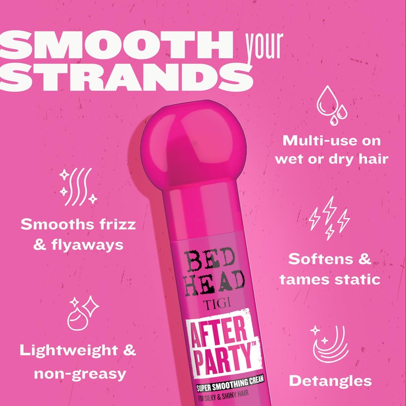 TIGI Bed Head After Party Smoothing Cream 2-Pack – Ultimate Frizz Control Hair Care Products for Smooth, Shiny Hair, Summer Fruit Medley Scent, 3.38 Oz Ea