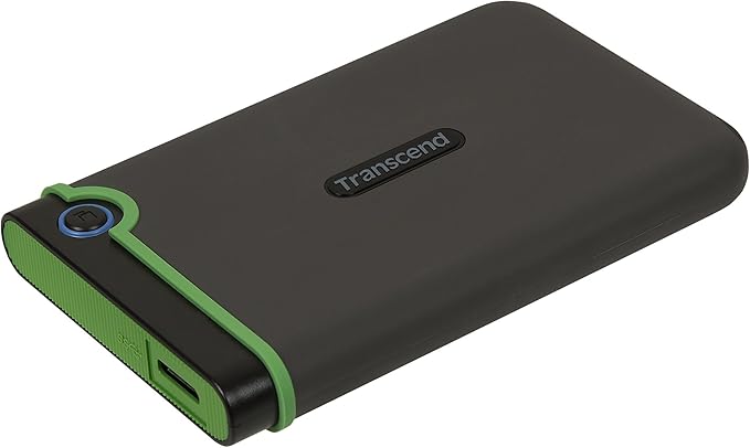 Transcend StoreJet 1TB Rugged External Hard Drive, USB3.1(5Gbps) Portable HDD w/One Touch Auto-Backup Button/Anti-Shock Resistant/Compact&Lightweight/Lightning-Fast Speeds, Iron Gray - TS1TSJ25M3S
