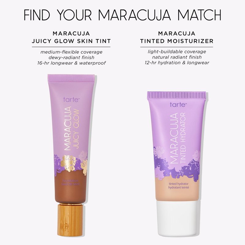 tarte maracuja tinted moisturizer – Lightweight Sheer Foundation with Buildable Longwear Coverage, Hyaluronic Acid for Hydrated Skin, Vegan & Cruelty-Free, full size, 34H medium honey