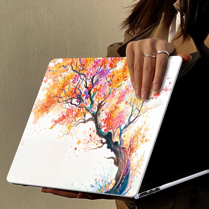 LCMOCICO for 2020 2021 2022 MacBook Pro 13 inch Case M2 M1 A2338 A2289 A2251 with Touch Bar & Touch ID, Printed Pattern Plastic Hard Shell Keyboard Cover Screen Protector, Phoenix Tree Flowers