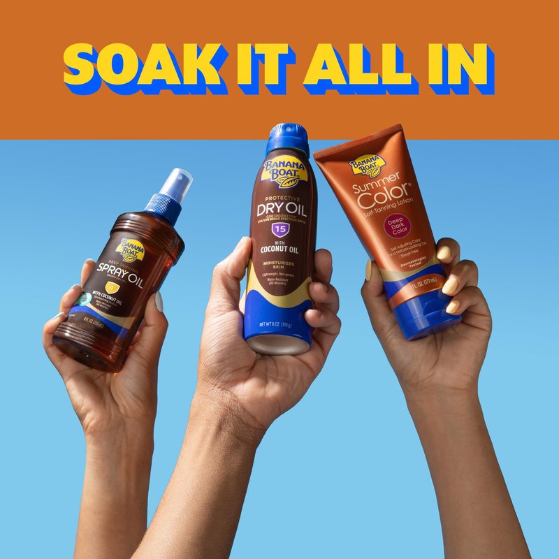 Banana Boat Protective Tanning Dry Oil Clear Spray Sunscreen SPF 15, 6oz, Pack of 3
