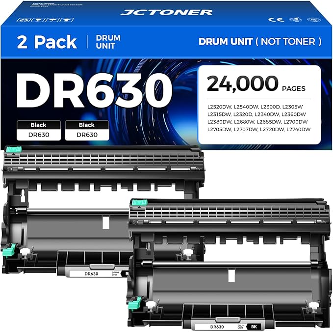 JCTONER DR630 Imaging Drum Unit (Not Toner) 2-Pack Replacement Compatible for DR630