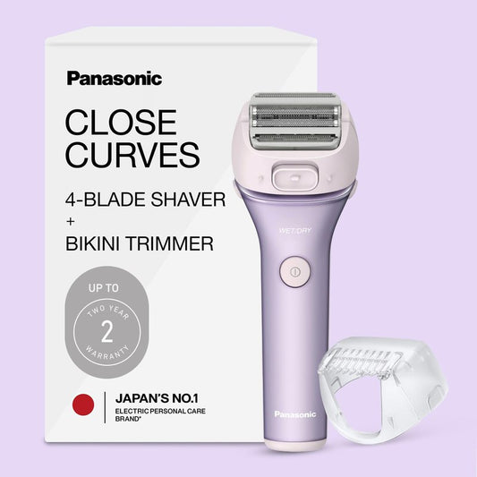 Panasonic Electric Shaver for Women, Cordless 4-Blade Shaver, Bikini Attachment, Pop-Up Trimmer, Wet-Dry Operation, Electric Razors for Women - ES-AWL8AV (Purple)