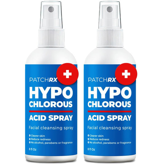 PatchRx Hypochlorous Acid Spray (8oz, 2 packs), HOCL Facial Cleanser Acne Spray for Face, Body, Eczema, Pimples, Breakouts & Overall Skin Recovery (Reduces Redness)