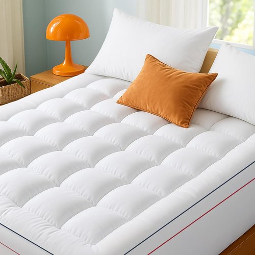 Bedsure Queen Mattress Topper - Extra Thick Pillow Top Pad for Back Pain Relief | Fits Up to 21 Inches, White