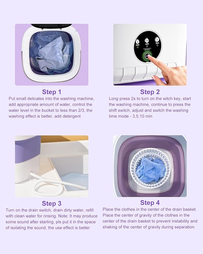 16L Portable Washing Machine, Foldable Small Washer with Spin Basket Laundry Machine, 3 Cleaning Modes Suitable for Underwear Baby Small Clothes, Foldable Design Ideal for Hotel Camping Apartment Home