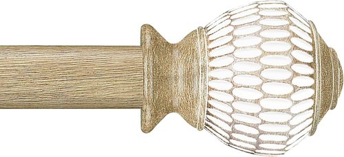 Byondeth Curtain Rods - Adjustable 16 to 48 Inches | 1 Inch Diameter with Wood Grain Leaf Finials