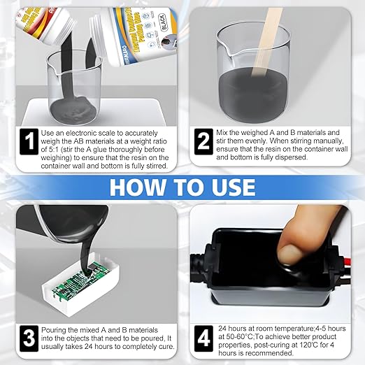 WANJAO Electronic Potting Compound, Thermally Conductive Epoxy Thermal Adhesive Insulation Waterproof Sealant for Electronic Component Packaging Led Power Supply Circuit Board Protection, 480g A+B