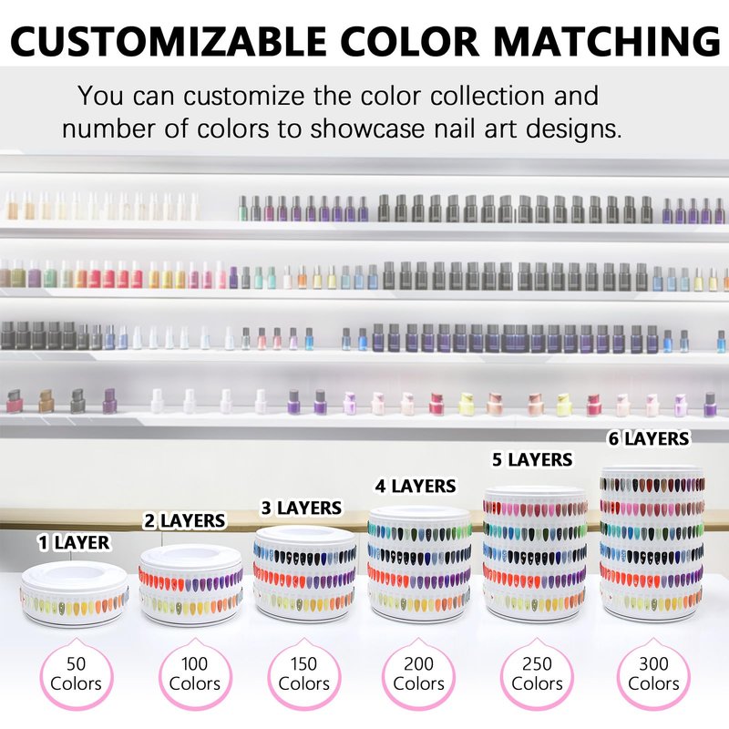 Upgraded Nail Polish Display Book 300 Colors, Professional Nail Color Sample Display Show with Transparent Nails Tips and Nails Polish Number Stickers