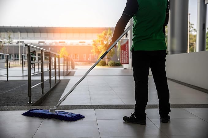 Ultimate Dust Mop Kit: Industrial-Grade Performance, Heavy-Duty Frame, Telescopic Handle - Blue 24 Inch