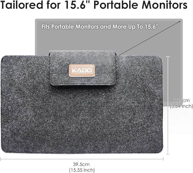 Kado 15.6 Inch Portable Monitor Protective Sleeve Carrying Bag 15.55"x9.25"