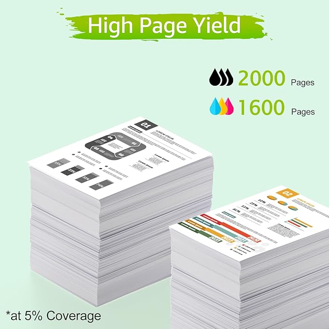 952XL Ink Cartridges Combo Pack Replacement for HP 952xl Ink Cartridges Combo Pack High Yield Black & Color 5 Pack Compatible with Non *e Printers-OfficeJet Pro 8710 8720 8740 7740 8210