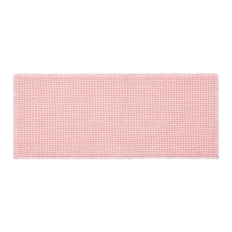 TYUU Light Peachy Pink Long Bathroom Rugs, Waffle Runner Rug Bathroom Non Slip Washable Quick Dry Cute Bath Mat Boho Farmhouse Bath Mat, 72"x24" Light Peachy Pink