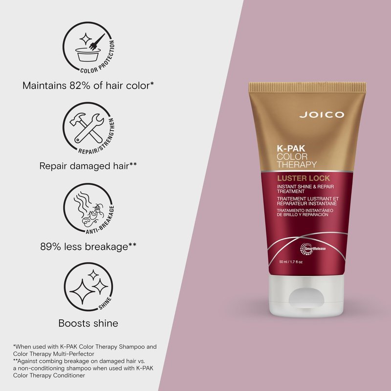 K-PAK Color Therapy Luster Lock Instant Shine & Repair Treatment | For Color-Treated Hair | Boost Color Vibrancy | Repair Breakage | With Keratin & Argan Oil | 1.7 Fl Oz