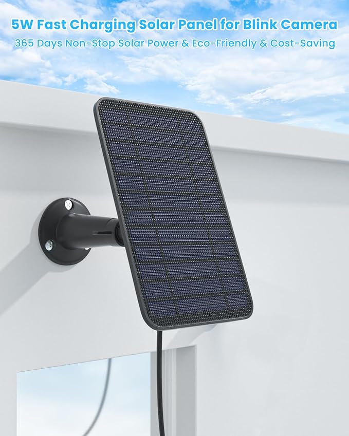 5W Solar Panel Compatible with Blink Outdoor 4(4th Gen)/Outdoor 2K+ Camera, Solar Panel Charger for Blink Camera with 13.1ft Cable Rubber Plug, IP65 Weatherproof, Includes Secure Wall Mount, 2 Pack