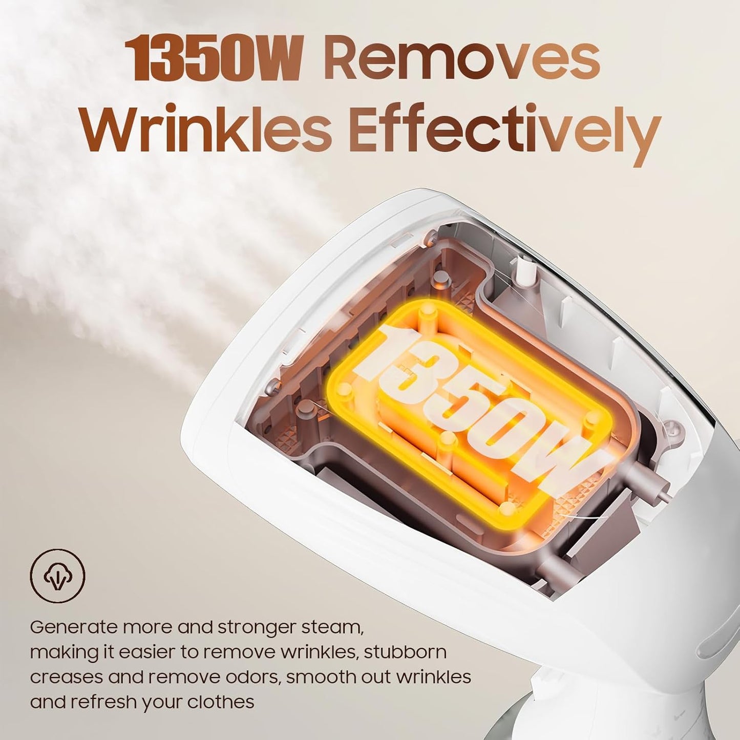 Skiennix Portable Handheld Clothes Steamer - 1350W Rapid Heating, Large Capacity, Fast Wrinkle Remover for Travel