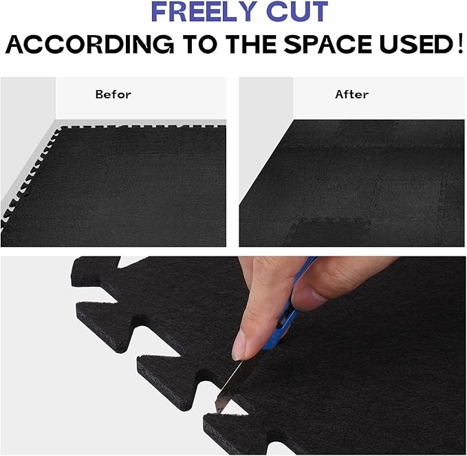Starfavor Sound Absorbing Interlocking Floor Mats Pads 18 Pcs - Fits 4 * 6ft Drum Mats, 15.7" x 11.8" Anti-Vibration Sound Proof Puzzle Felt Padding - Protect Hardwood Floor