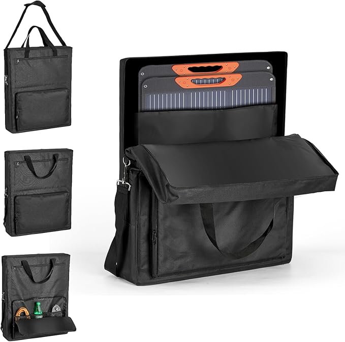 Fizentia Solar Panel Carrying Case Compatible with jackery solarsaga 100W/100X, Waterproof Padded Storage Bag with Accessory Pocket for Camping RV Travel