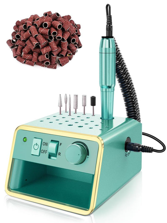 Subay Nail Drill Machine Electric File, Portable for Acrylic Gel Dip Powder Nails, Nail Drill Kit for Manicure Pedicure, Nail Set with Everything, Light Green