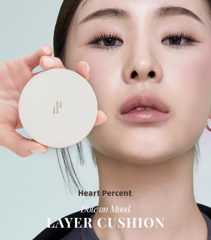 Heart Percent Dote on Mood Layer Cushion SPF 50+/PA+++ with Refill, Satin Glow Silky Flawless Finish Full Coverage Advanced Skincare Foundation (#23N)