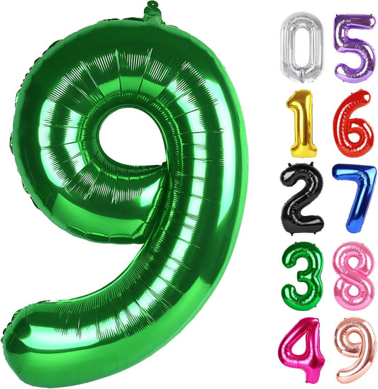 Number 9 Foil Balloon - Dark Green 40 Inch | Giant 9th Birthday Party Decorations