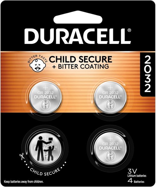 Duracell 2032 Lithium Battery - 4 Count Pack | Child Safety Features for Key Fobs & More