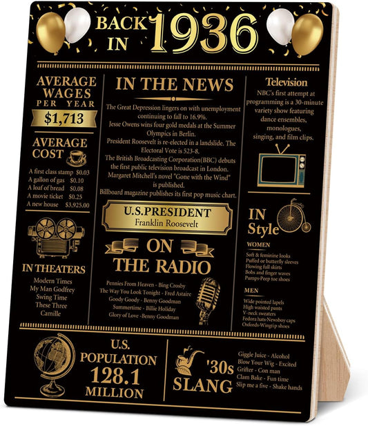 Regine Switzerland 90th Birthday Party Decorations - Elegant Black and Gold Back in 1936 Poster Sign