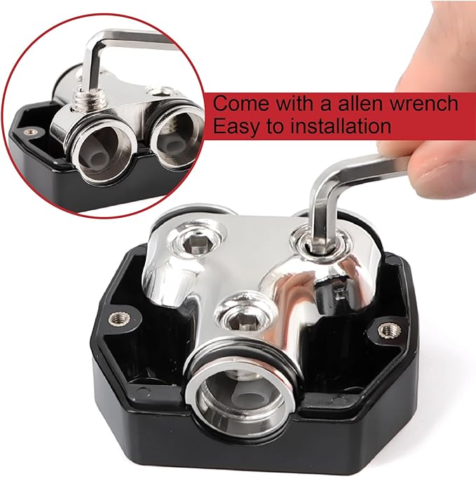 TuoLauthon 2 Way Power Distribution Block 1x 0 GA in 2X 0 GA Out Circuit Protector Distribution Connecting Blocks for Car Audio Splitter,2Pcs with Installation Kit