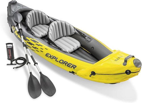 Intex Explorer K2 Inflatable Kayak Set - 2-Person with Adjustable Seats & Deluxe Oars | 400lb Capacity