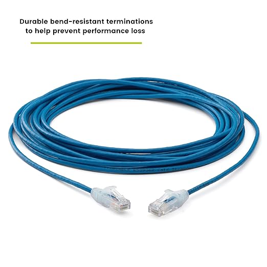 TRUECABLE Cat6 Component Rated Patch Cable, Unshielded (U/UTP), 25ft, Blue, 28AWG Stranded Pure Copper, Snagless 10G High-Speed Ethernet Cable, PoE++ 4PPoE 100W, UL Listed, RoHS-3, 1 Pack