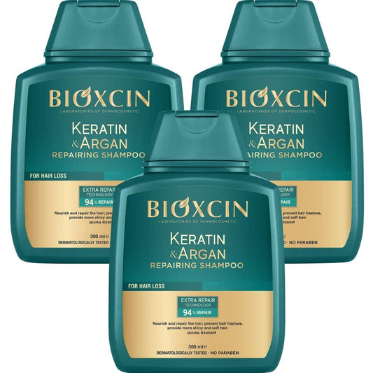 Keratin Shampoo and Argan Oil Shampoo Bond Repair Anti-Hair Loss and Growth Care Sulfate Free Biotin Hair Care Strengthening and Nourishing Formula for Dry, Damaged, Gray or Dyed Hair 300 ml x 3