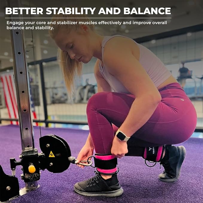 YAGHZU Ankle Straps for Cable Machines Women, Glute Kickback Cable Machine Attachments, Gym Ankle Cuffs, Wrist Cuffs for Workout, Leg Training Accessory, Fitness Gear for Home or Gym