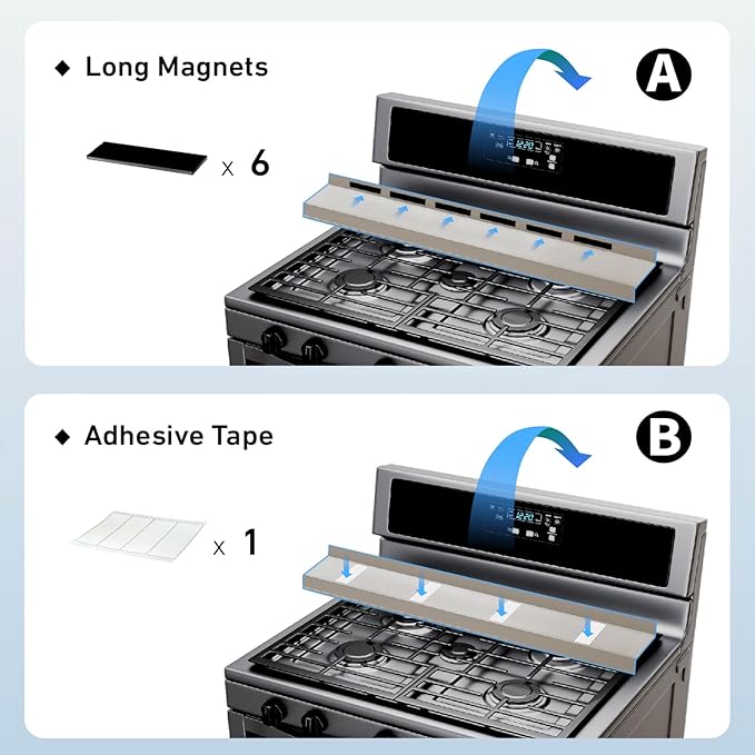 IIIOIIIA Stove Top Magnetic Shelf for Kitchen Organization, 30" Magnetic Spice Rack Over The Stove, 4" Deep Spice Organizer with Border All Around, Brushed Stainless, Silver