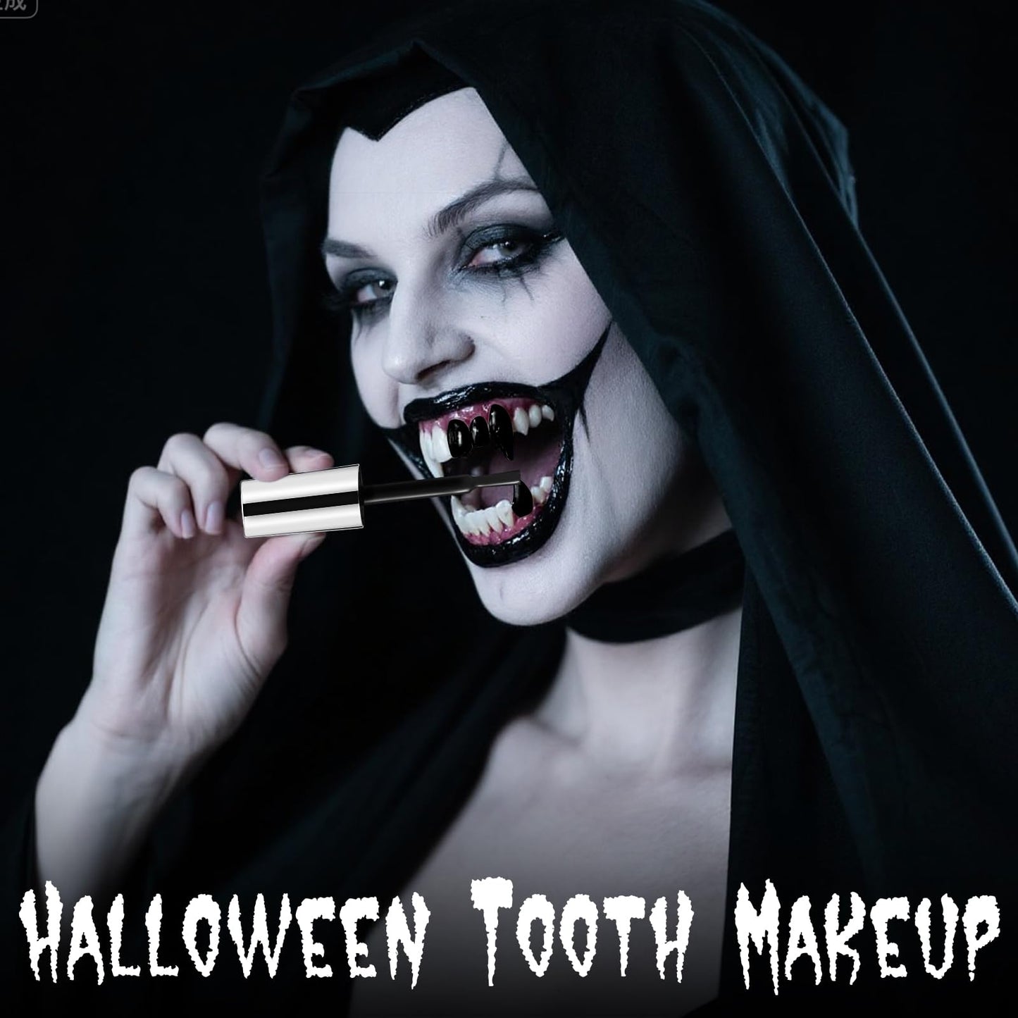 YBUETE Professional Halloween Black Tooth Paint, Temporary Black Tooth Paint，Decayed Rotten Cruddy Missing Teeth Makeup, Perfect for Cosplay, Halloween Makeup, Theater, Costume Party