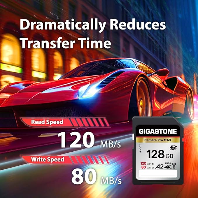 【5-Years Data Recovery】 GIGASTONE 128GB SD Card, 4K Camera Pro MAX, UHS-I A2 4K SDXC Memory Card High Speed 4K UHD Video Compatible with Kodak Digital Camera, with 1 mini case