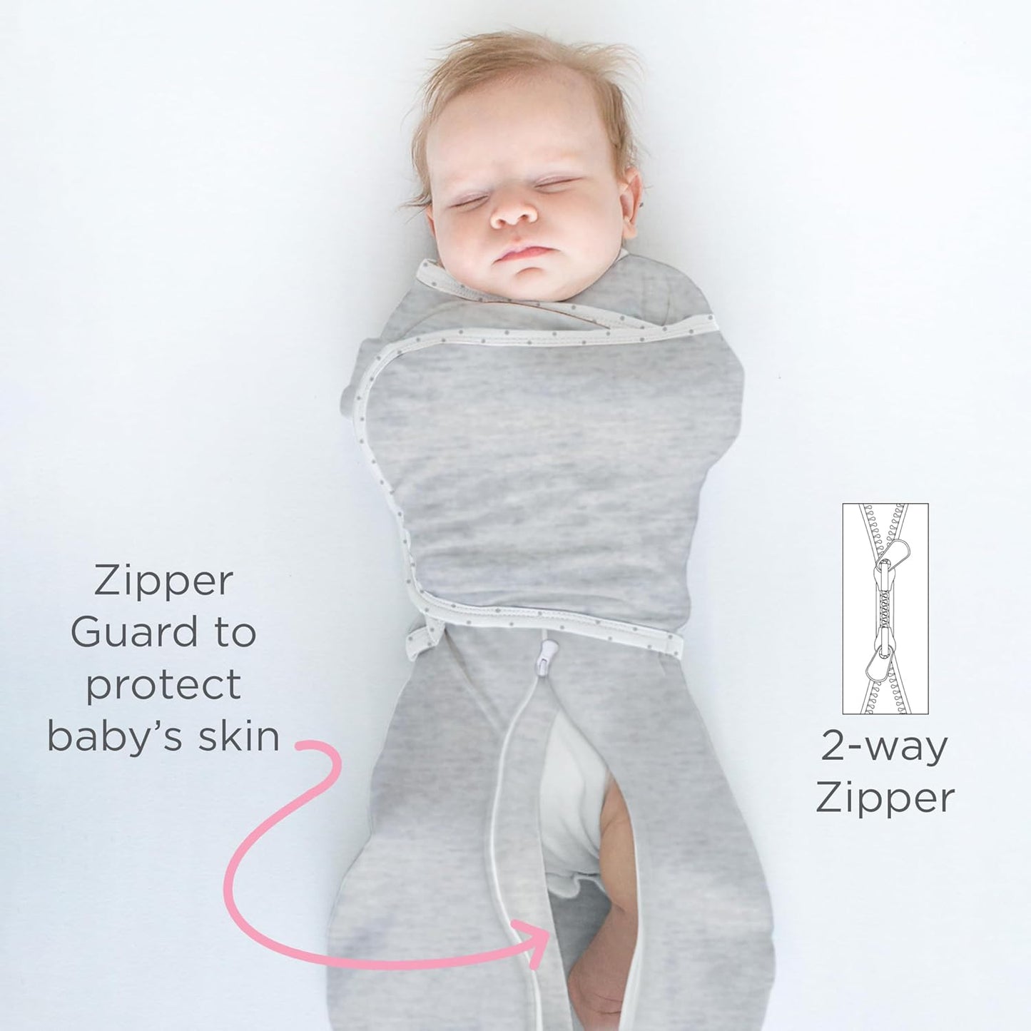 SwaddleDesigns 6-Way Omni Swaddle Sack - Arms Up Design for Newborns | Enhances Sleep, 12-18 lbs, Heathered Peach Blush