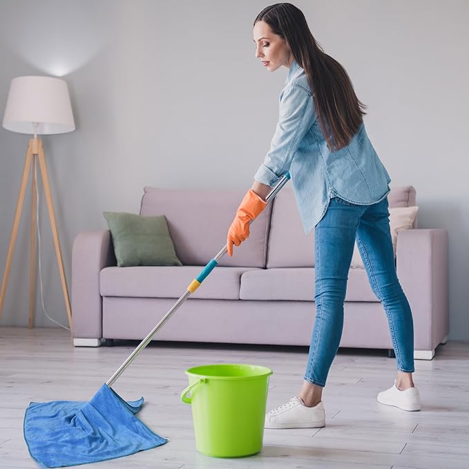 10 Pcs Extra Large Microfiber Cleaning Cloth 30" x 20" Large Floor Microfiber Towel Reusable Washable Free Lint Free Cloth Rag for Squeegee Mop Floor Window Housekeeping (White, Yellow)