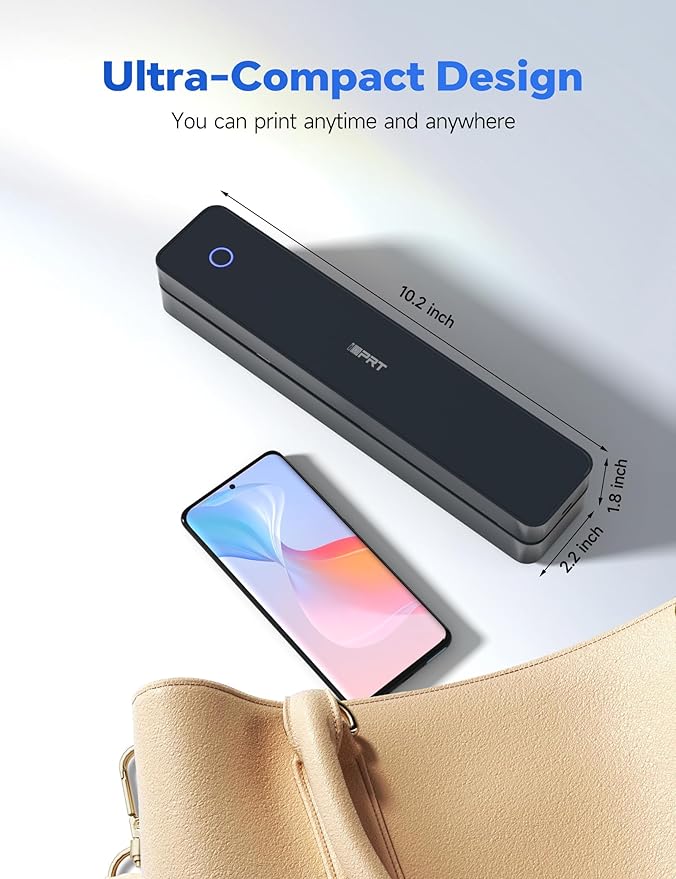 iDPRT MT610Pro Portable Thermal Printer, 300DPI HD Mobile-Travel-Printers, Inkless-Wireless-Small-Printer for Home Use, Office, Vehicles, Bluetooth Printers Supports 8.5" x 11" US Letter&A4&A5, Black